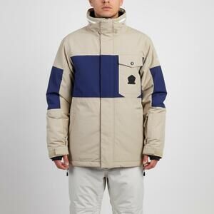 Sessions 10K Snowboard Ski Jacket Size Small Beige Navy